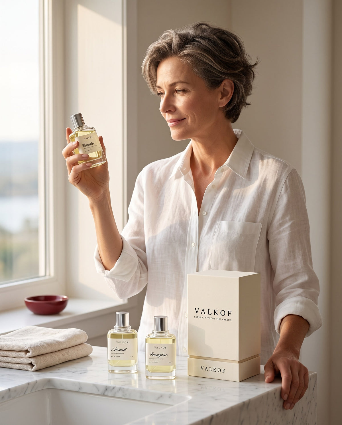 Choosing a VALKOF fragrance at the vanity